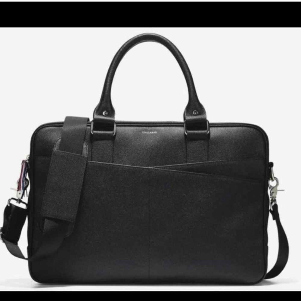 EUC Cole Haan American Airlines Saffiano leather flight travel tote attache bag